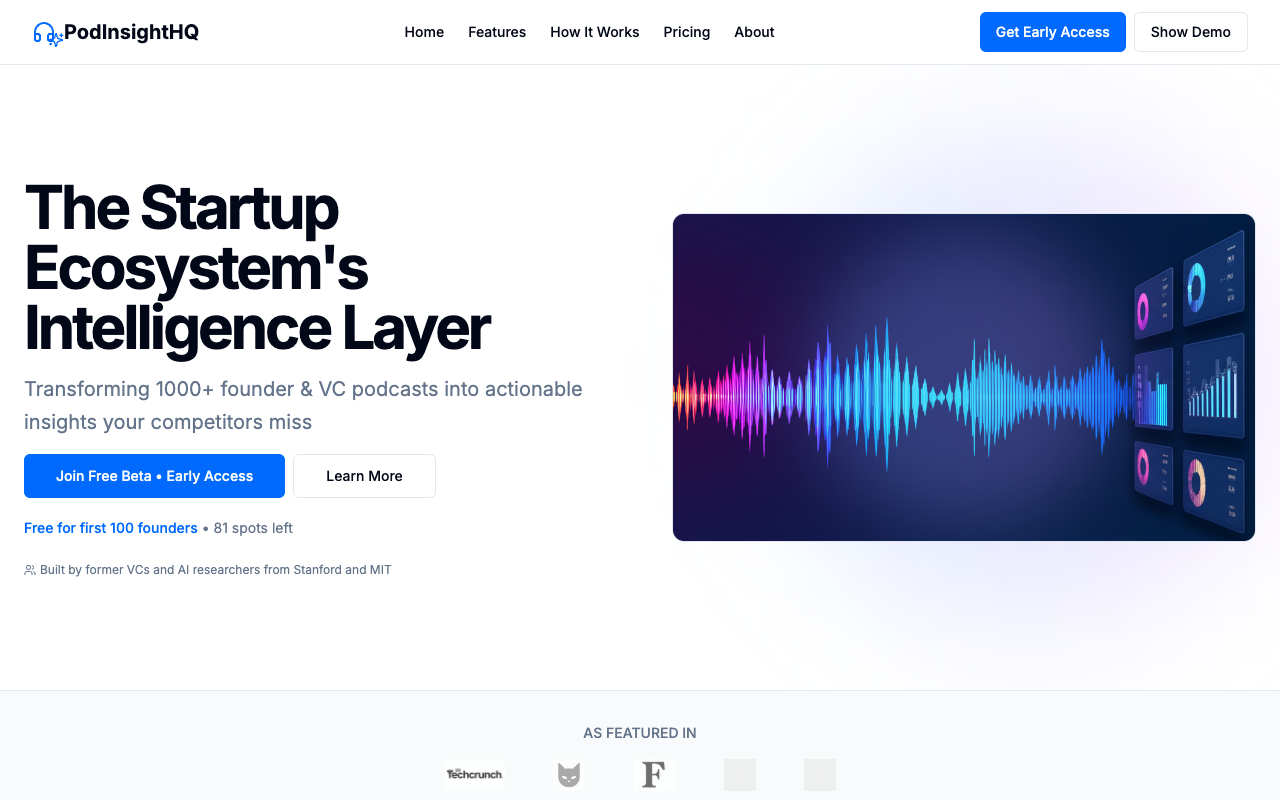 PodInsightHQ - Turns 1,000 startup podcasts into 5-min actionable intel podcast AI startup