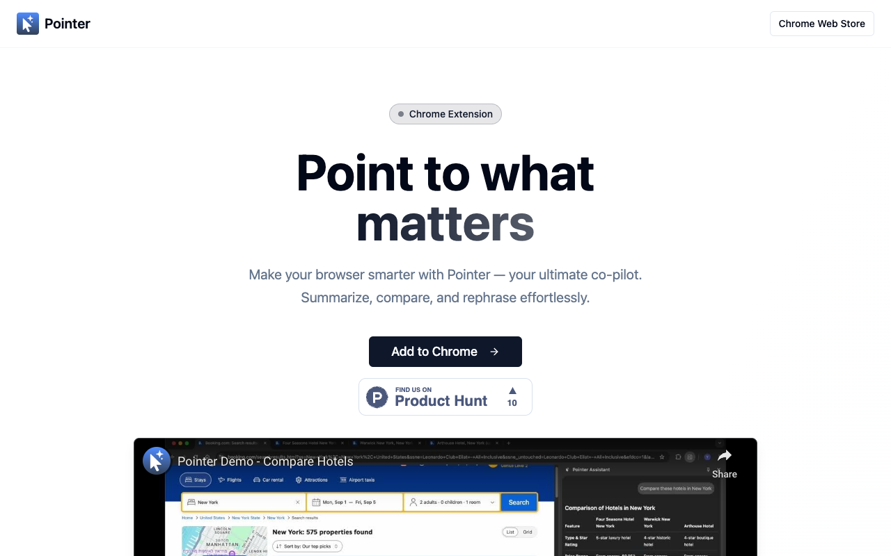 Pointer - Your smart browser co-pilot for efficient web browsing browser-extension productivity smart-tools