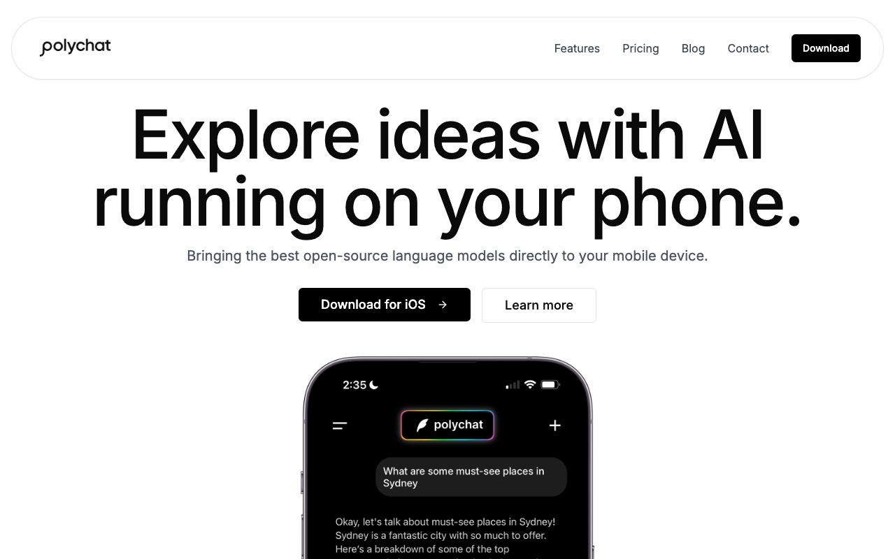 PolyChat - An Offline Mobile AI Chat App for Secure Conversations AI mobile privacy