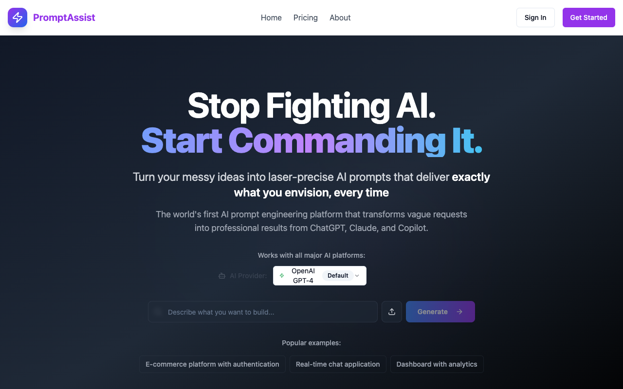 Prompt Assist - A professional AI prompt engineering platform for developers AI prompt-engineering development