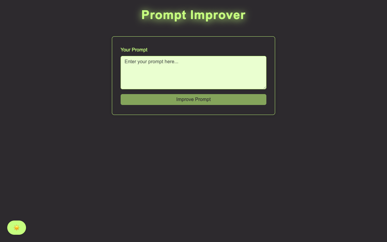 Prompt Improver - A simple and free tool to enhance AI prompts for better clarity AI prompt-engineering tool