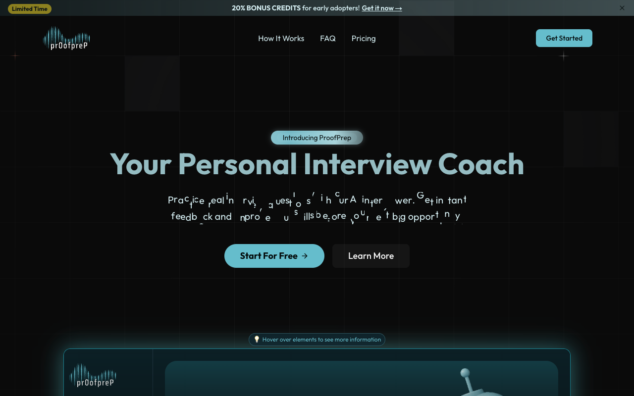 ProofPrep - An AI-powered platform for preparing for mock interviews AI interview-preparation mock-interviews