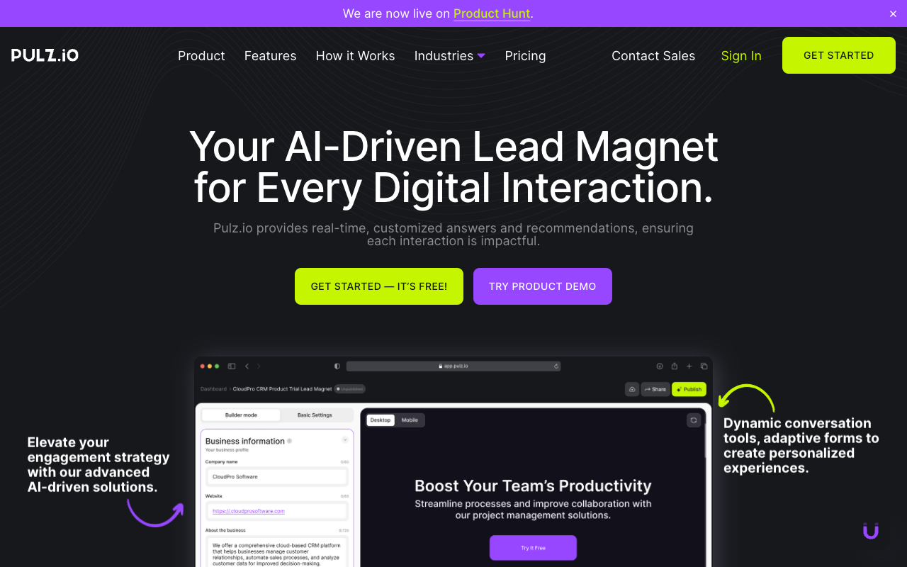 Pulz.io - AI-Driven Lead Magnets for Enhanced User Engagement AI Engagement
