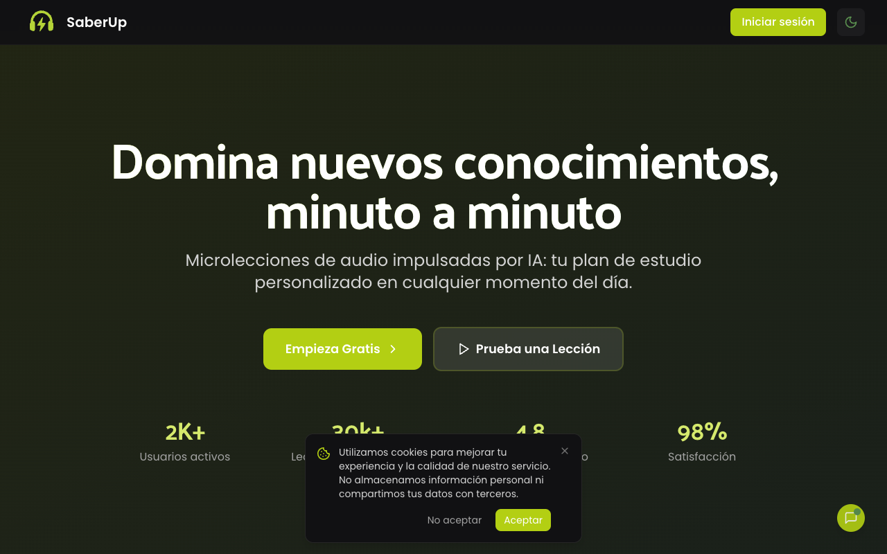 SaberUp - An AI-powered platform for personalized audio courses audio-courses AI personalized-learning
