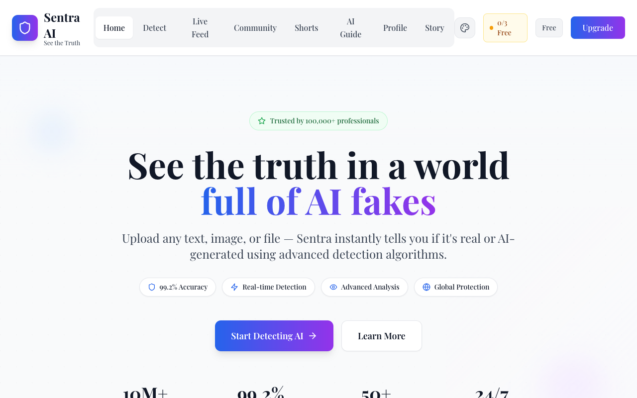 Sentra AI - A tool to detect deepfakes and AI-generated content in real time deepfake AI content-detection