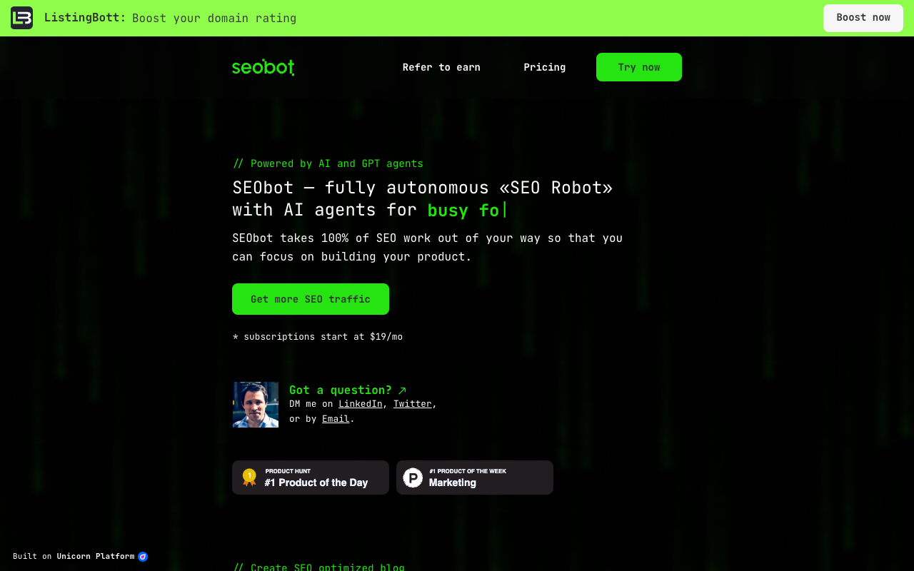 SEO Bot - Automate Your SEO and Effortlessly Create a Blog SEO AI Blogging