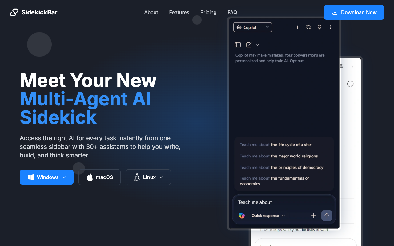 SidekickBar - Your new multi-agent AI sidekick for enhanced productivity AI productivity multi-agent