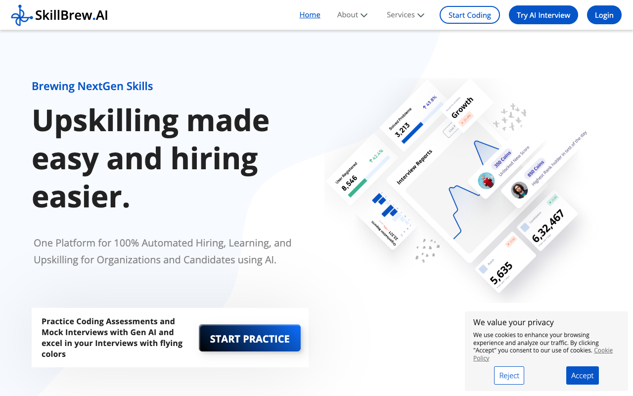 SkillBrew.AI - An AI-powered platform for easy upskilling and hiring EdTech AI upskilling