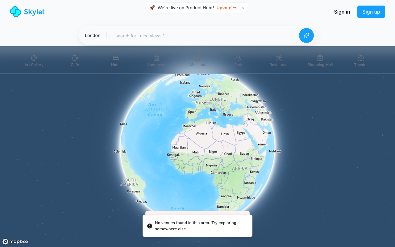 Skylet - Discover amazing places using AI for intelligent discovery AI discovery travel