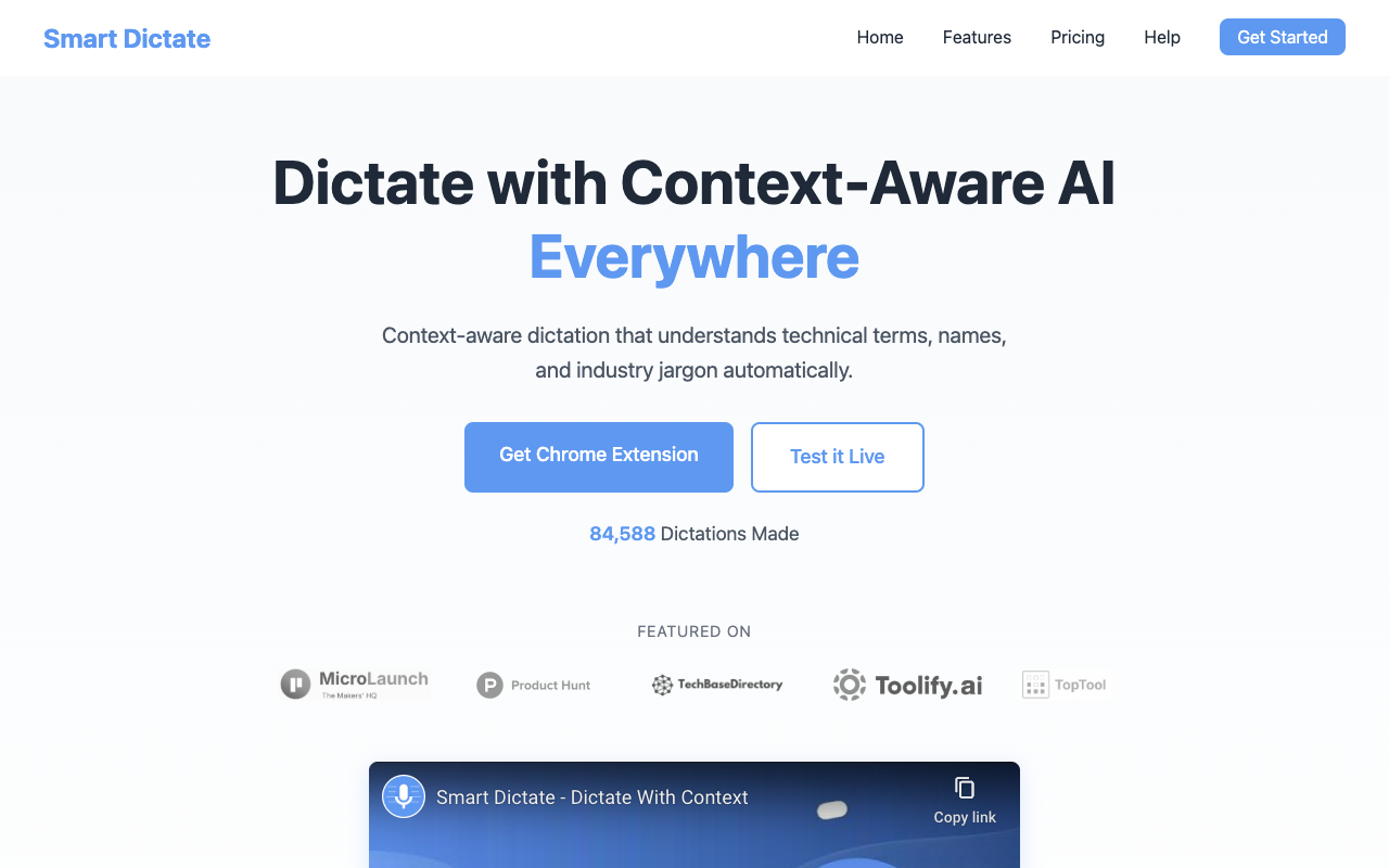 Smart Dictate - Context-Aware Dictation and AI Chat Tool AI Technology