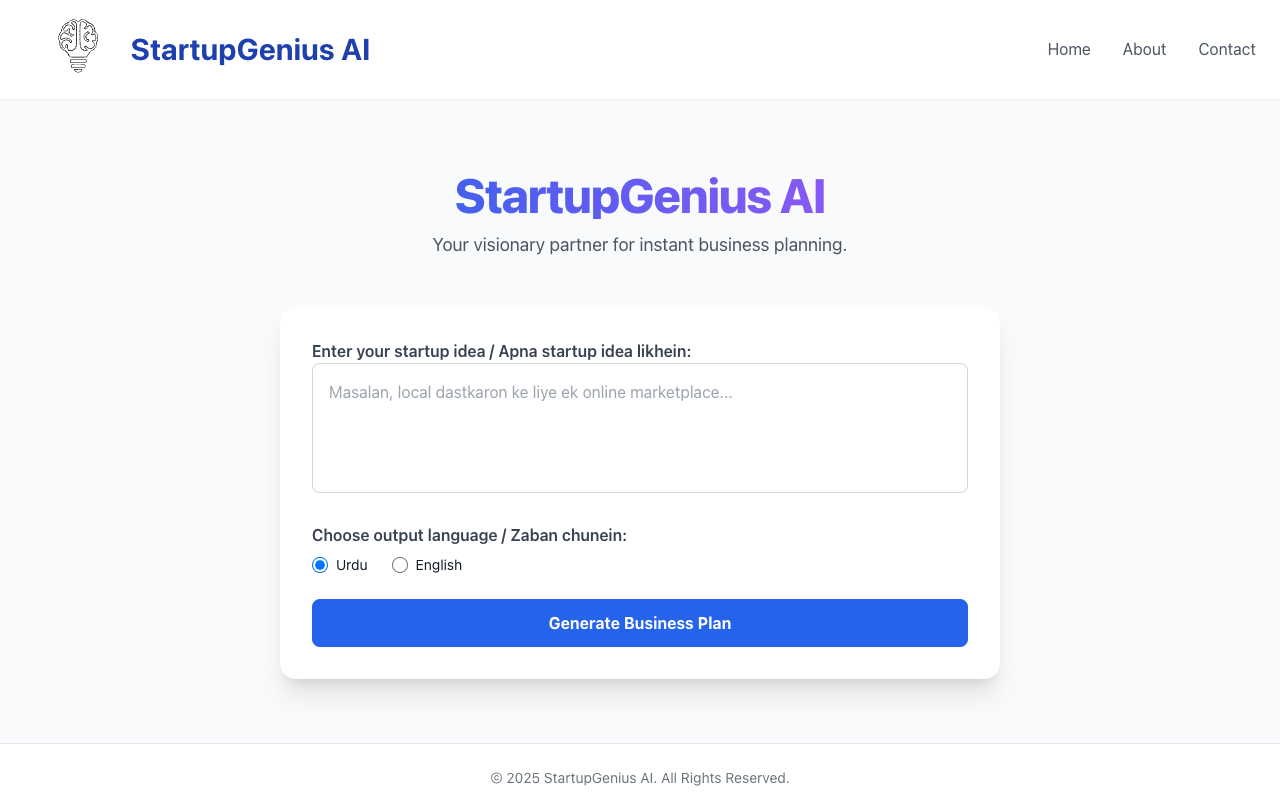 StartupGenius AI - An AI tool that creates investor-ready business plans from your ideas business AI startup