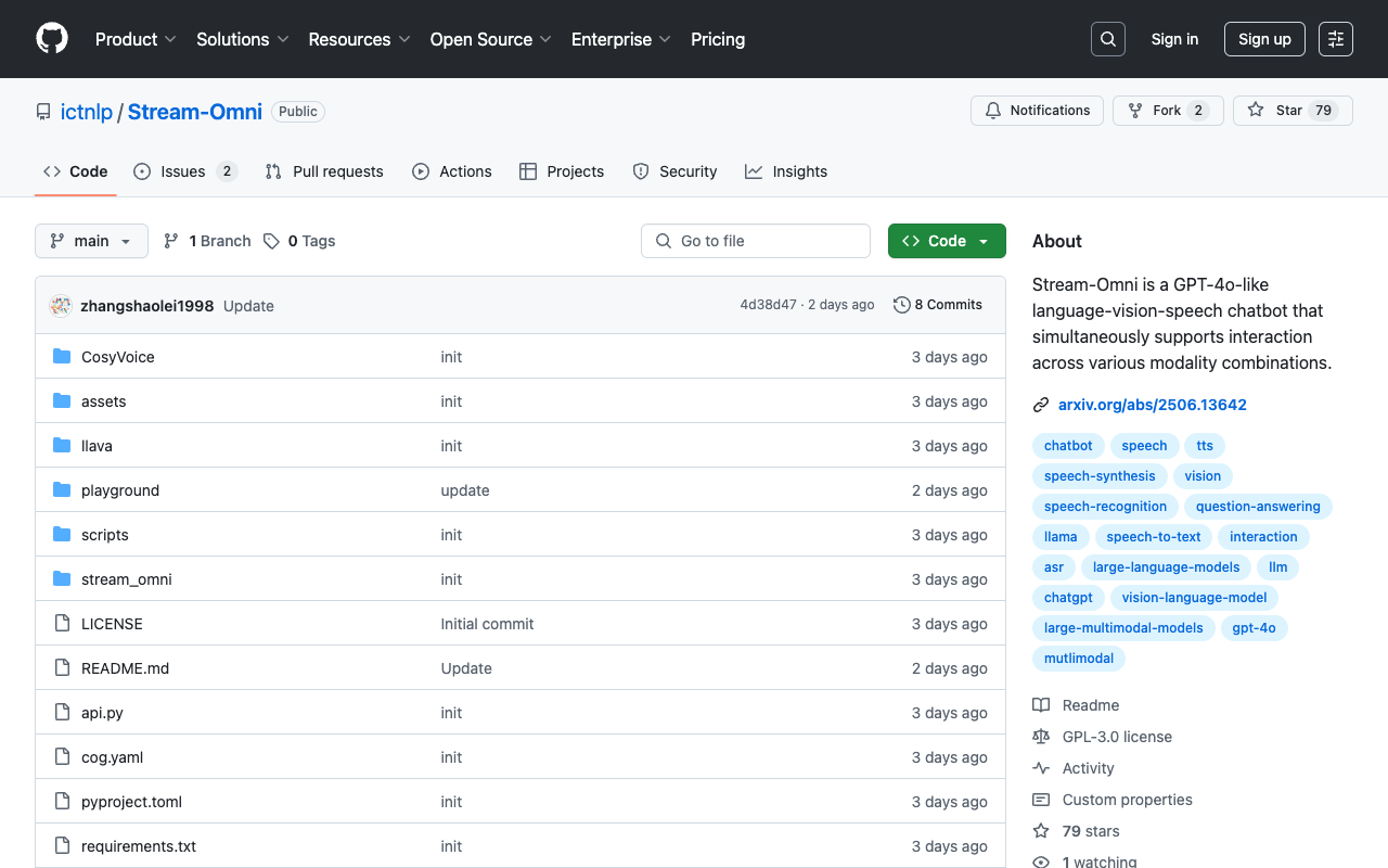 Stream-Omni - A GPT-4o-like chatbot that integrates language, vision, and speech interactions chatbot multimodal AI