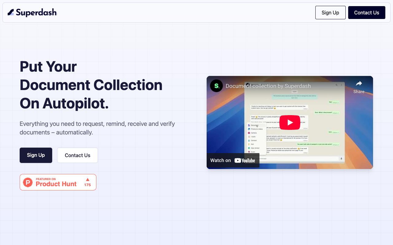 Superdash - The document collection agent you’ve been waiting for document-collection AI WhatsApp