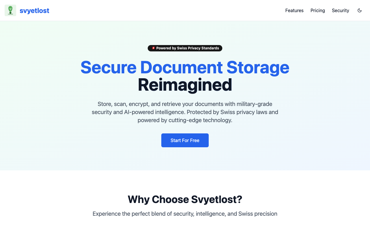 Svyetlost - Secure document storage and scanning at your fingertips document-storage security AI