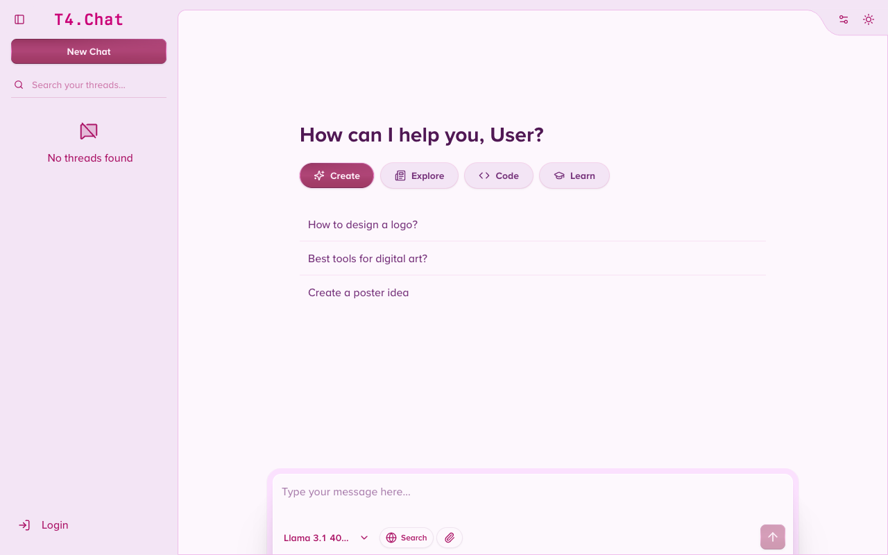 T4.Chat - A Free and Powerful Clone of T3.Chat with Advanced AI Features chat AI tools