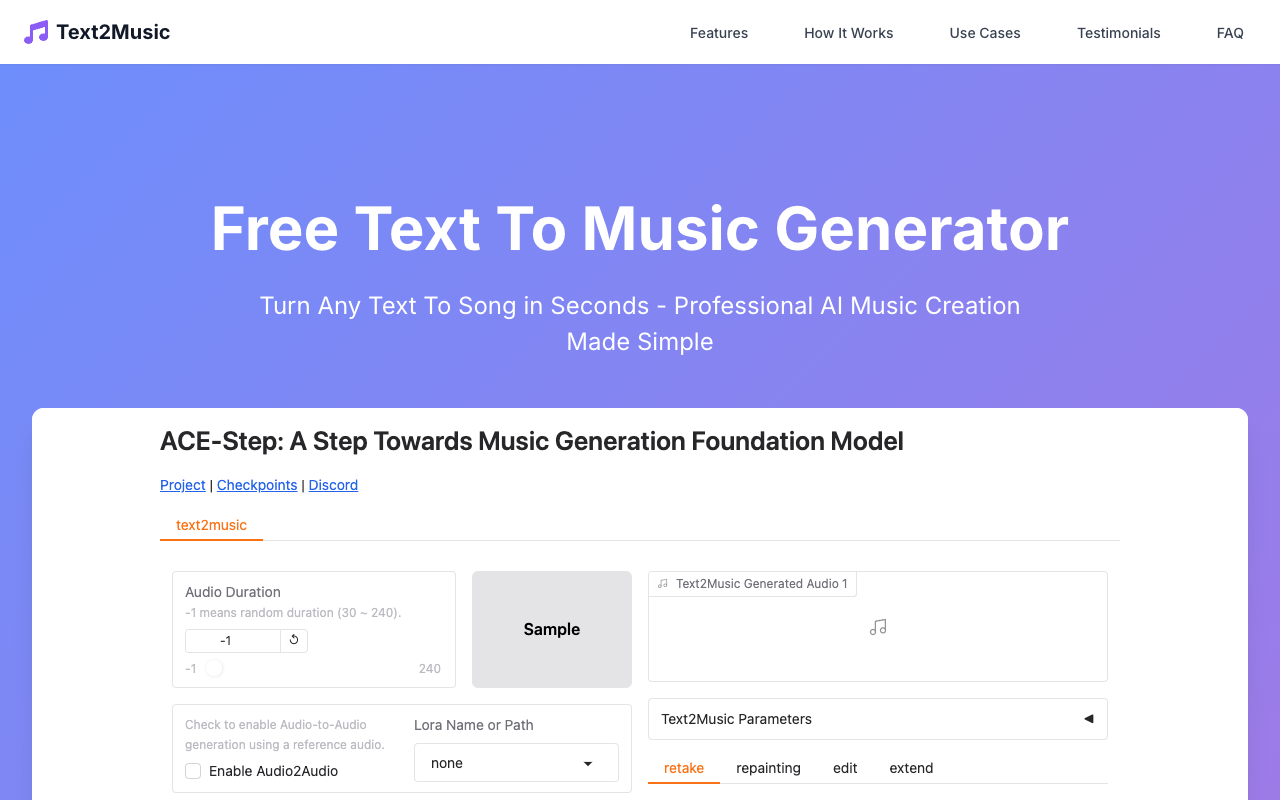 Text2Music - A Free AI Tool to Turn Your Words into Professional Songs AI music text-to-music