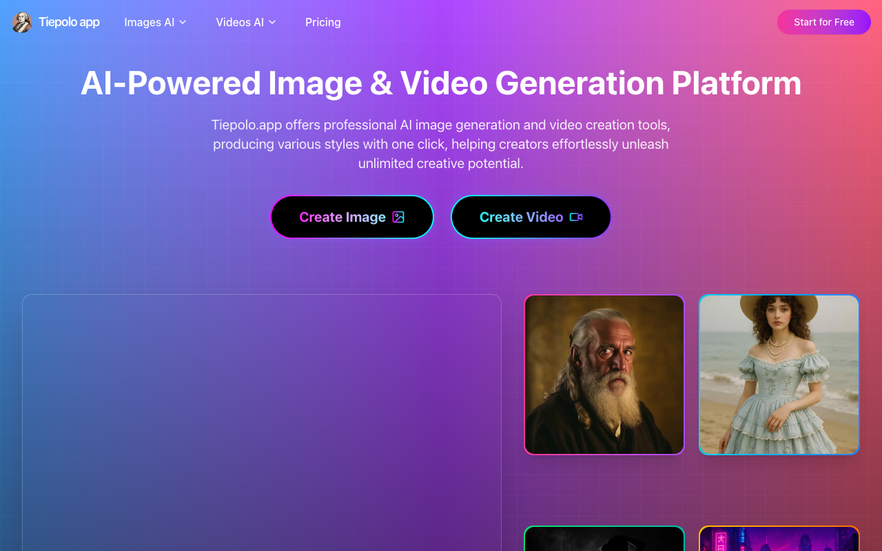Tiepolo AI - Free AI image and video generators create stunning art AI image-generation video-creation