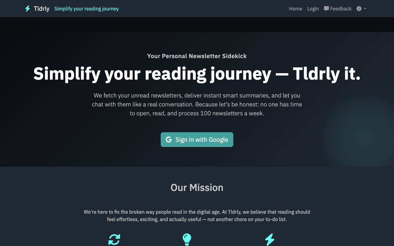Tldrly - A smart tool to simplify your reading journey by summarizing newsletters reading newsletters productivity