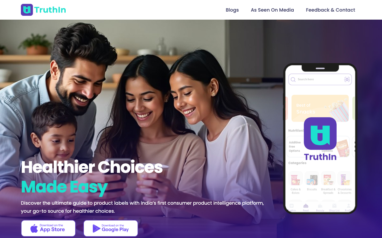 TruthIn - A food scanner and calorie tracker that helps you make healthier choices food-scanner calorie-tracker nutrition-app