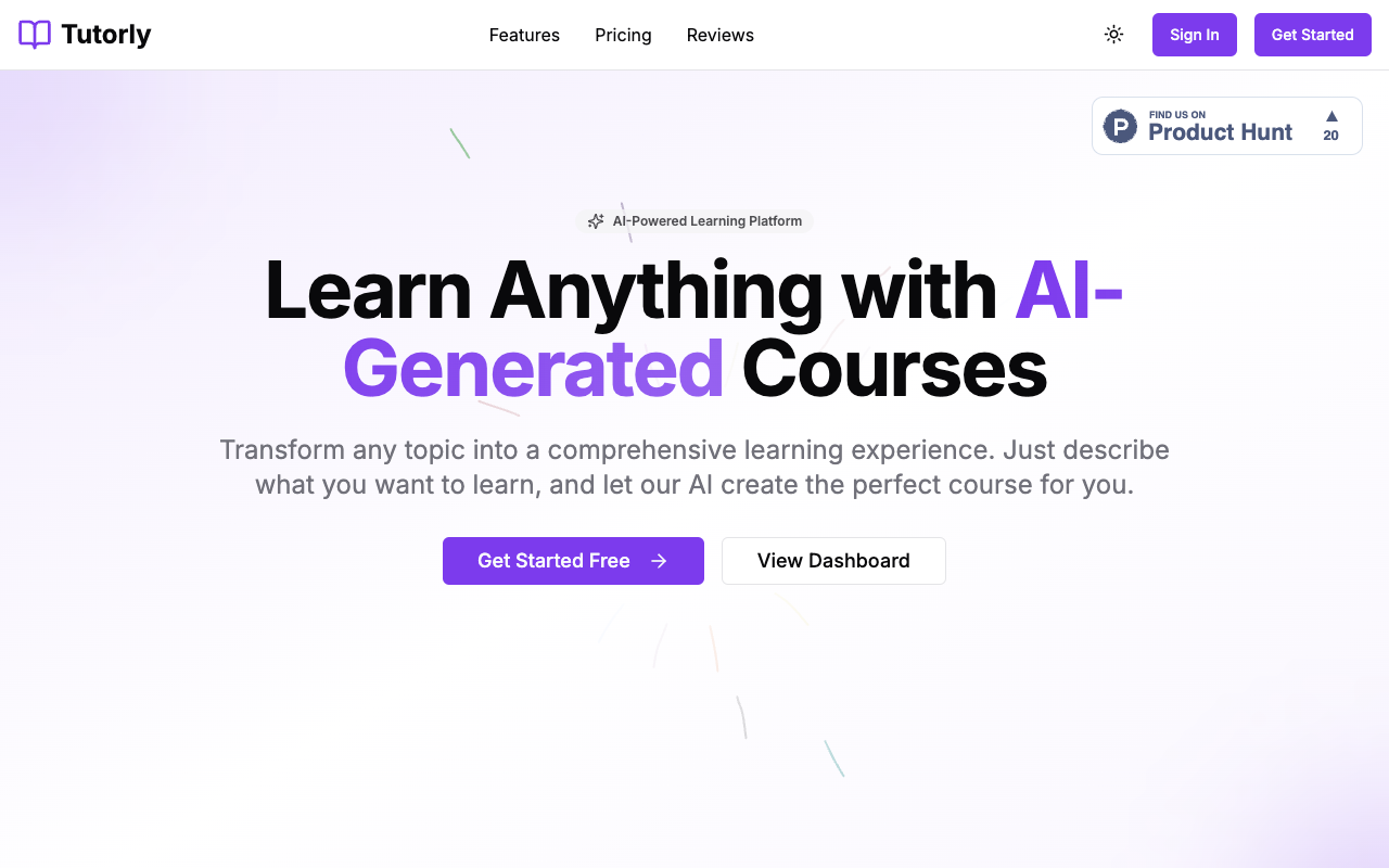 Tutorly - An AI-powered platform that simplifies course creation AI course-creation learning-platform