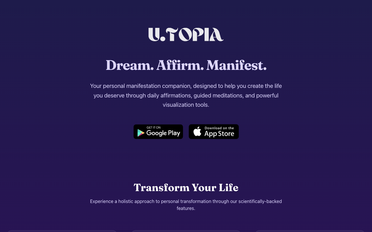 U.TOPIA - An all-in-one app to help you manifest your dream life with clarity manifestation self-improvement wellness