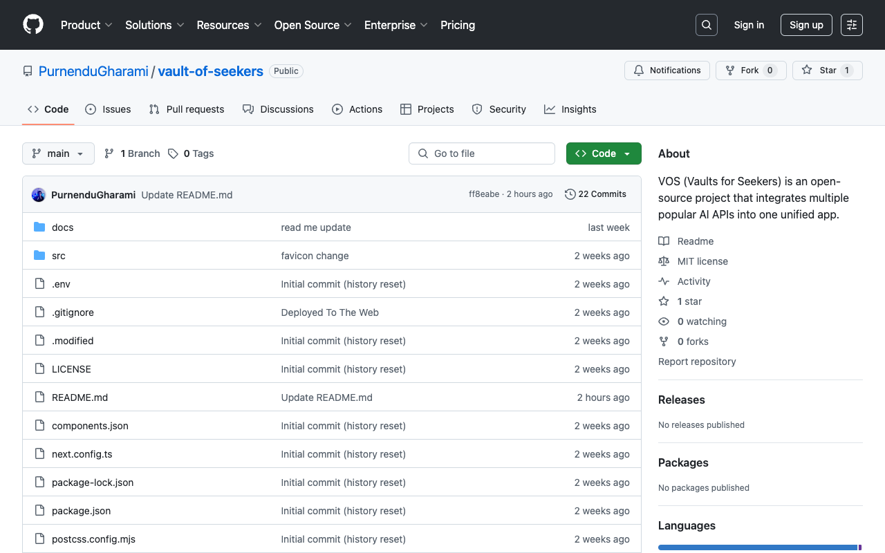 Vault of Seekers (VOS) - An open-source app that integrates multiple AI APIs into one platform open-source AI APIs