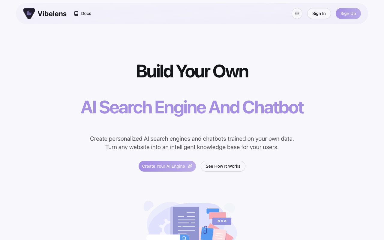 Vibelens - An AI Search Engine and Chatbot Builder that Personalizes Your Data AI search-engine chatbot