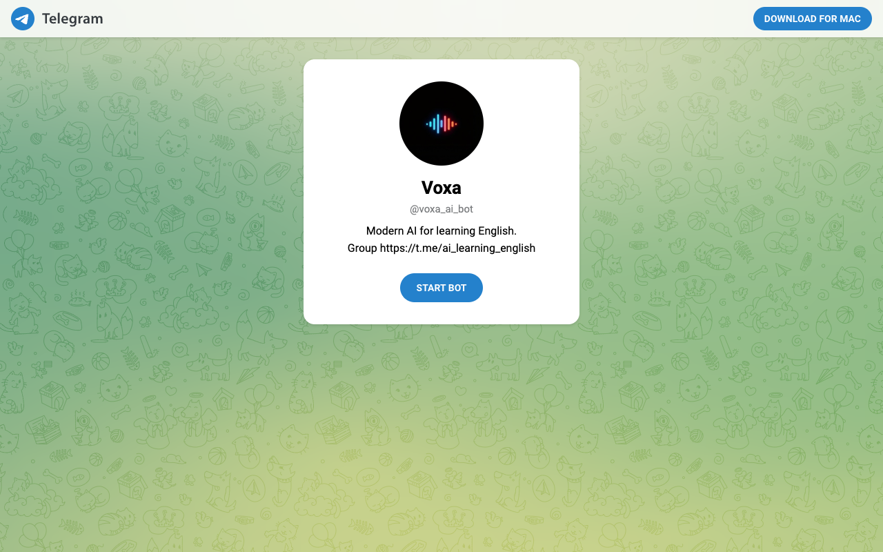 Voxa - An AI-powered English tutor on Telegram for personalized learning AI English-learning Telegram