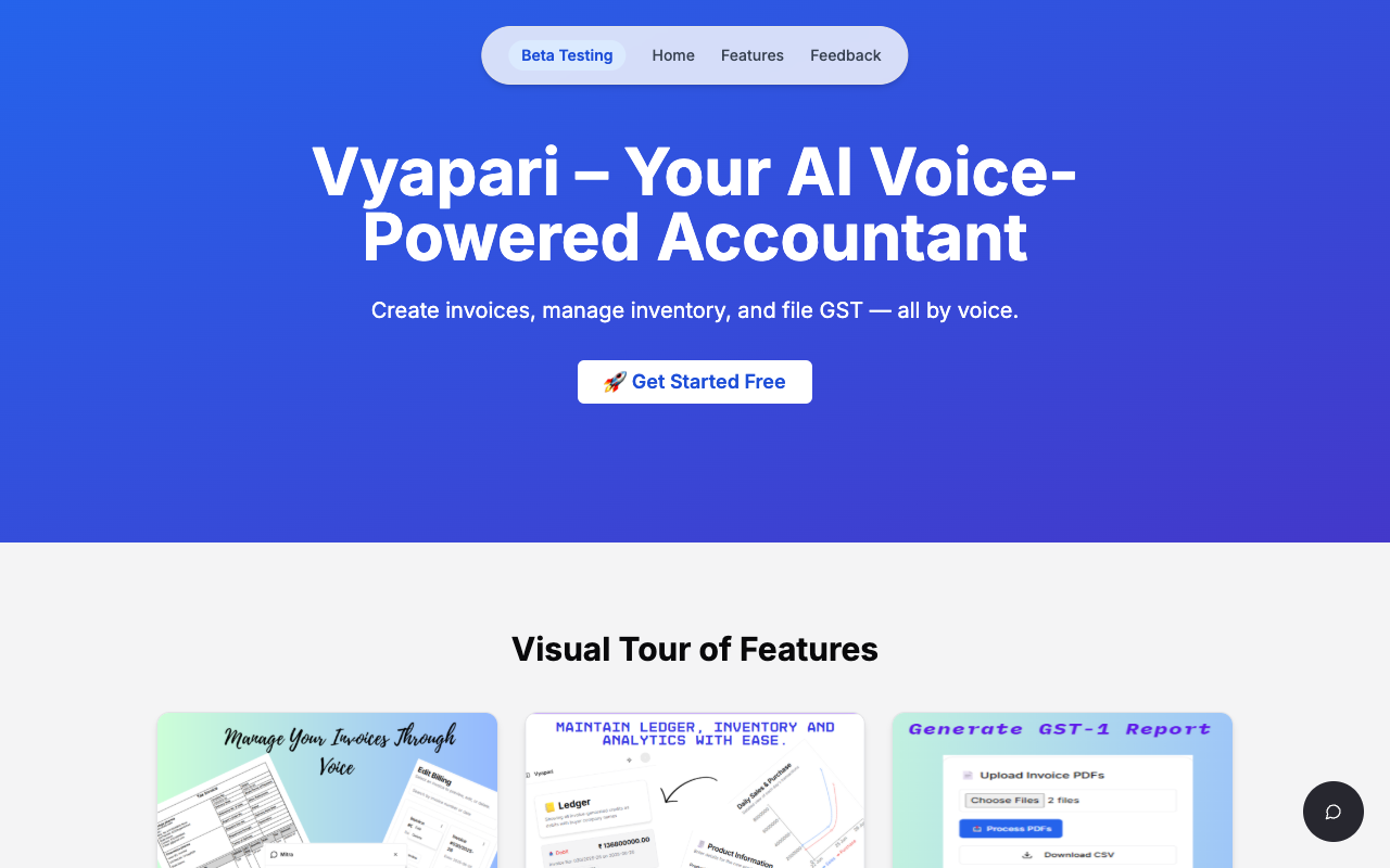 Vyapari - Your voice-powered business assistant for effortless invoice management business AI invoicing