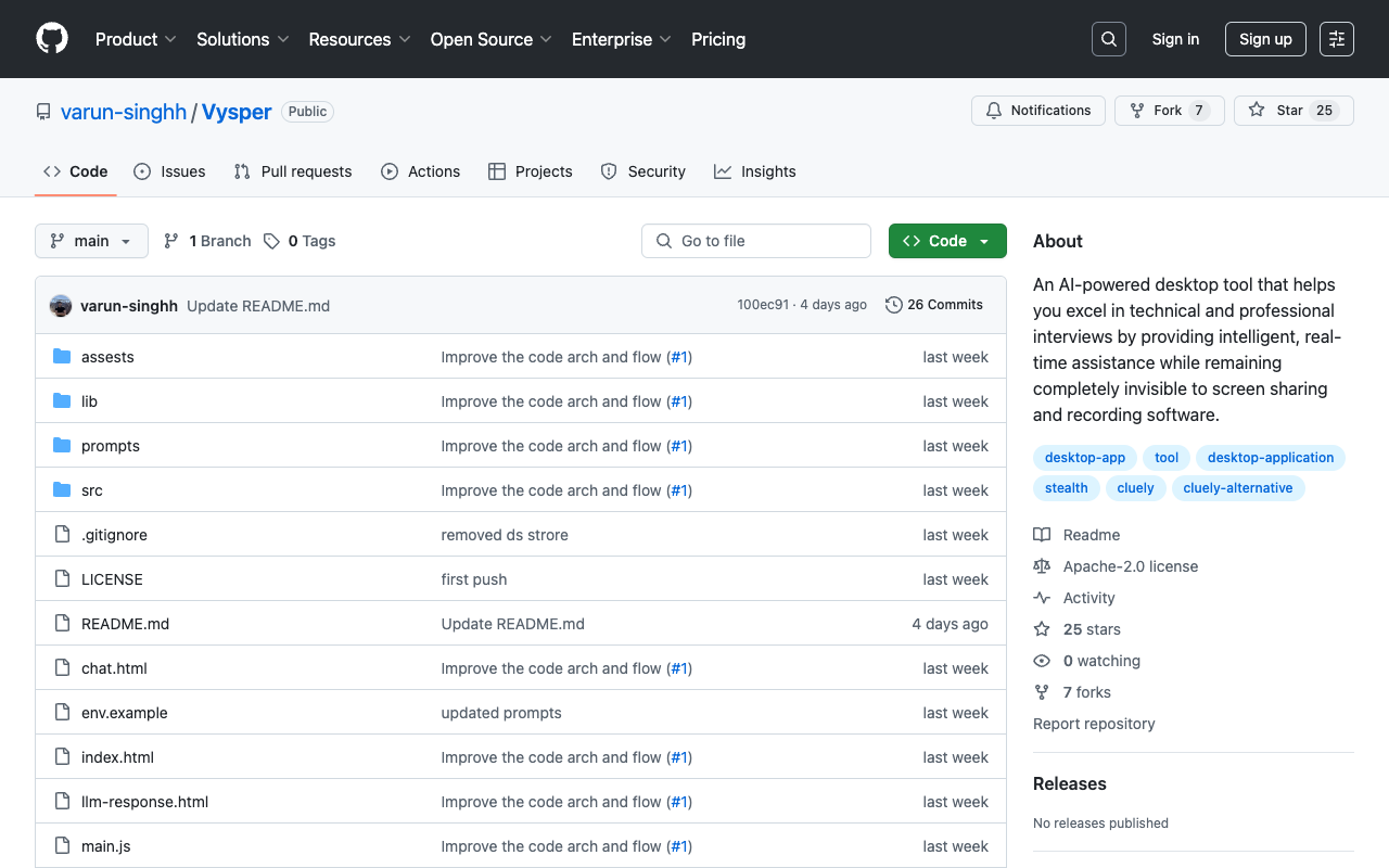 Vysper - An AI-powered desktop tool that provides invisible assistance for interviews AI interviews desktop-tool