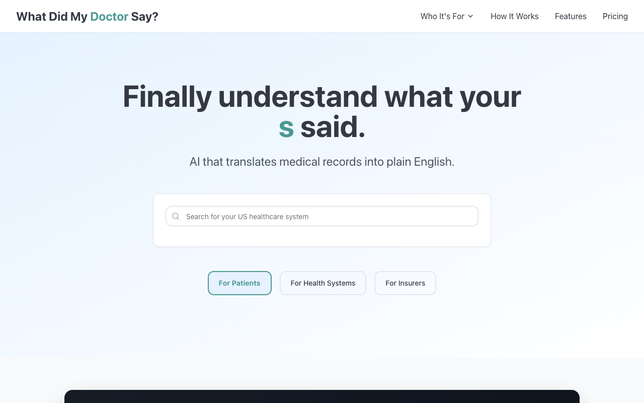 What Did My Doc Say? - An AI tool that translates medical records into plain English healthcare AI medical-records