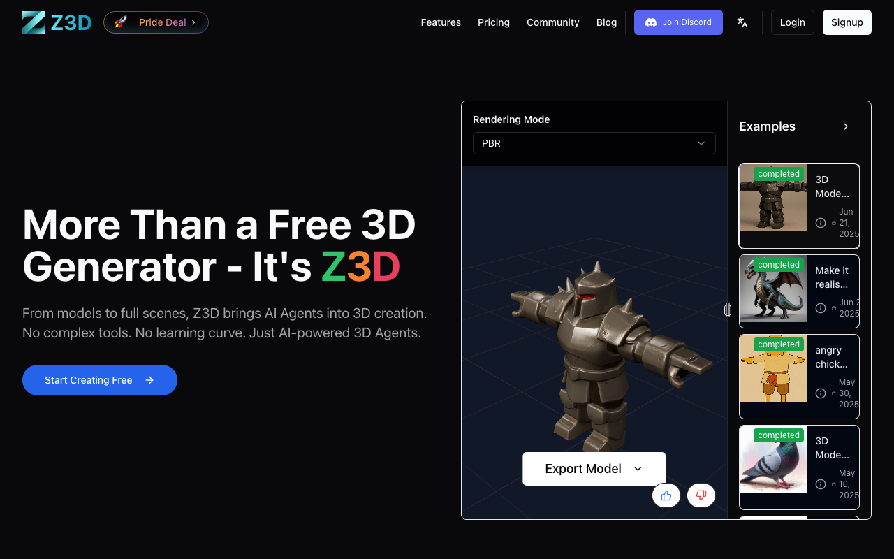 Z3D - Create Stunning 3D Models and Scenes Effortlessly 3D AI model-creation