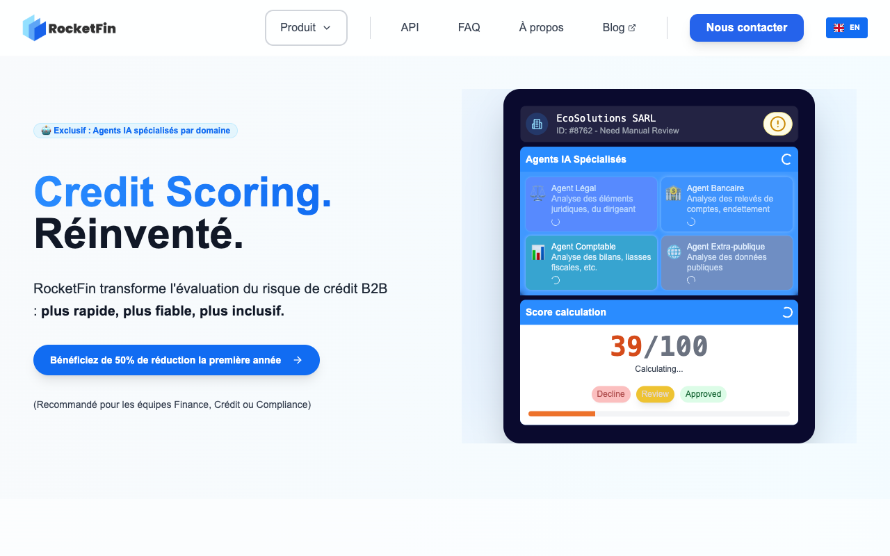 RocketFin - Next Generation AI for B2B Credit Scoring and Risk Assessment credit-scoring AI B2B